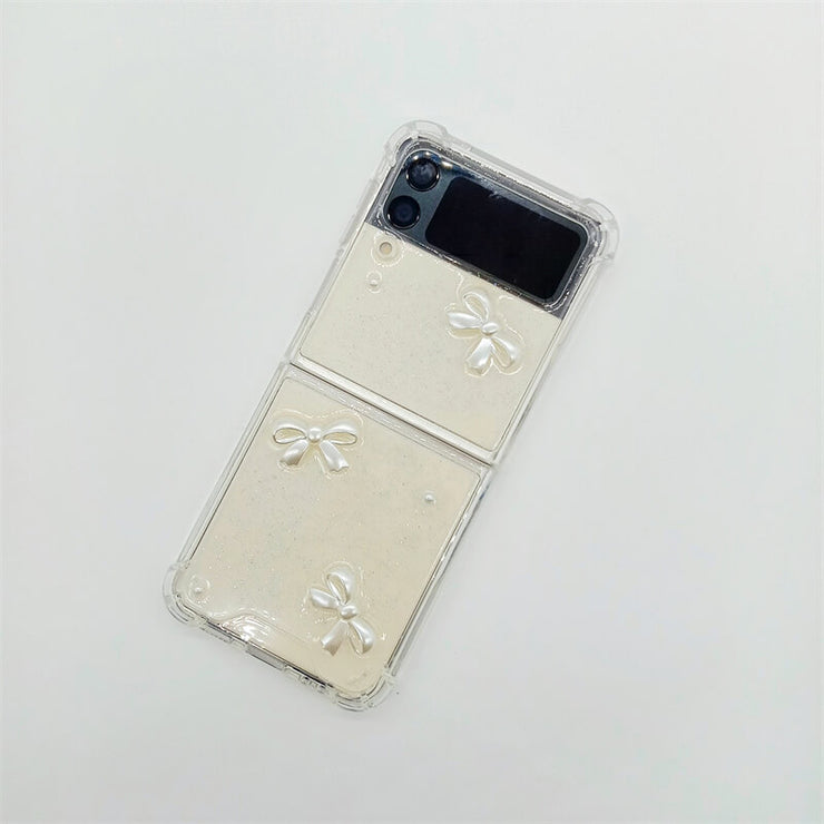 White Bow Ties | Clear Bumper Case | Z Flip 3, Z Flip 4, Z Fold 3, Z Fold 4