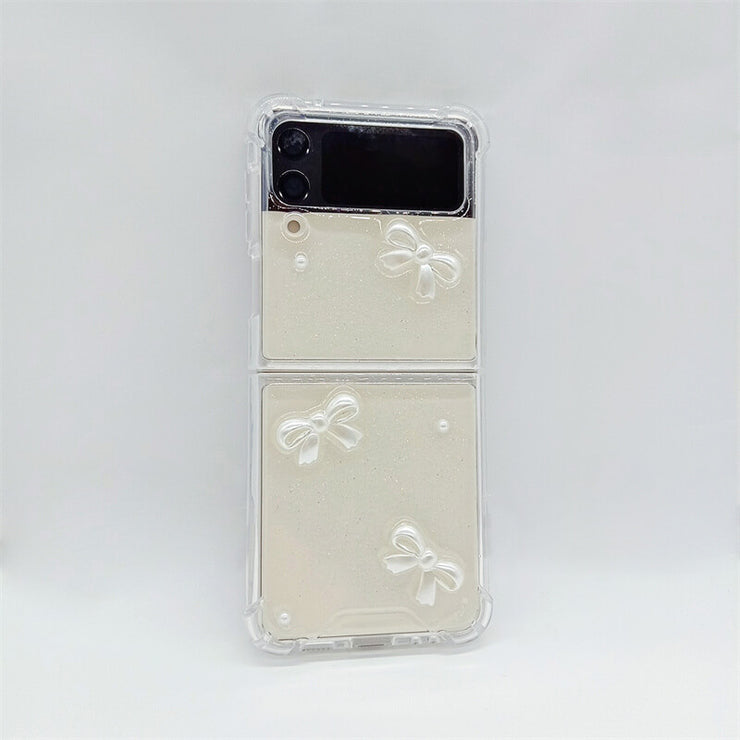 White Bow Ties | Clear Bumper Case | Z Flip 3, Z Flip 4, Z Fold 3, Z Fold 4