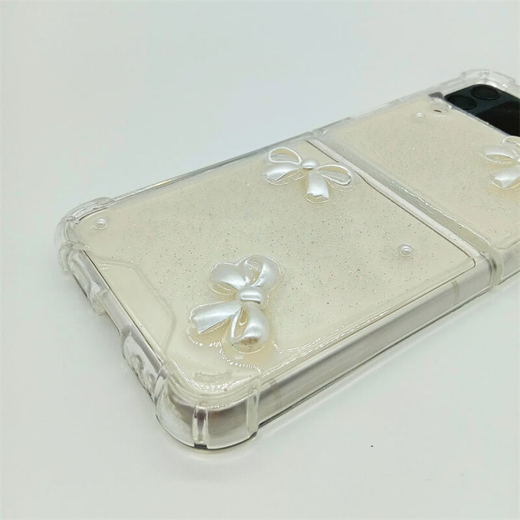 White Bow Ties | Clear Bumper Case | Z Flip 3, Z Flip 4, Z Fold 3, Z Fold 4