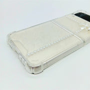 White Bow Tie & Pearls | Clear Bumper Case | Z Flip 3, Z Flip 4, Z Fold 3, Z Fold 4