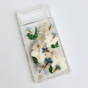 White Delphinium Green Leaves | Pressed Flowers Google Bumper Case