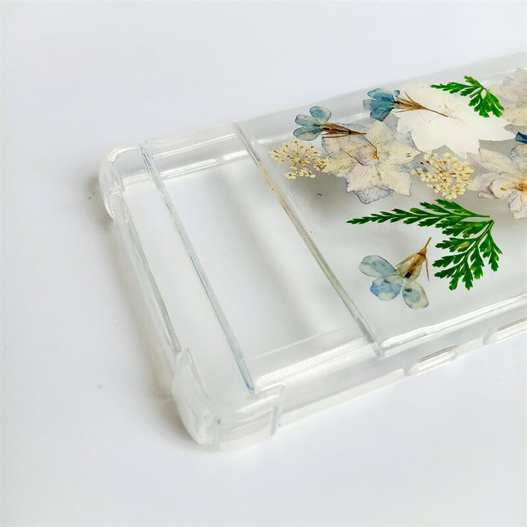 White Delphinium Green Leaves | Pressed Flowers Google Bumper Case