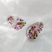 Purple FLower Pattern | Ear Clips | Earrings | 14K Gold Clad