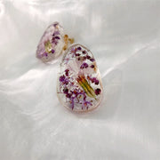 Purple FLower Pattern | Ear Clips | Earrings | 14K Gold Clad