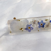 Resin Pressed Flowers | Blue Rectangle Hair Clips | Hairpin | 14K Gold Clad