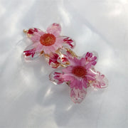 Resin Pressed Flowers | Pink Red Hair Clips | Hairpin | 14K Gold Clad