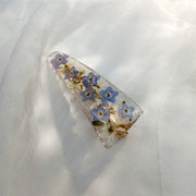 Resin Pressed Flowers | Blue Duckbill Hair Clips | Hairpin | 14K Gold Clad