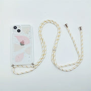 Pink - Specimen Of Leaves | Multicolor Lanyard | Pressed Flowers Bumper White Border Case