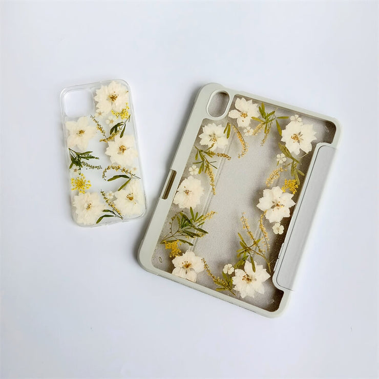 Matching Case | White Dried Flowers Tablet Case