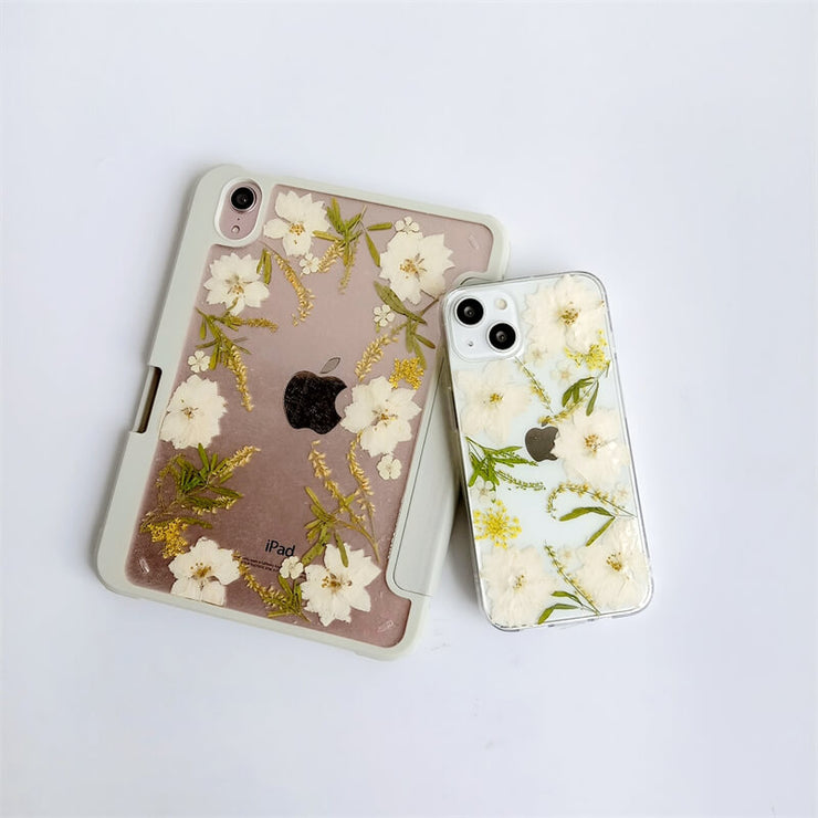 Matching Case | White Dried Flowers Tablet Case