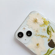 White Dried Pressed Flowers | Clear, Bumper, Border Phone Case | Apple Samsung Google