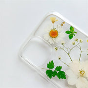 Green Leaf White Dried Flowers | Clear, Bumper, Border Phone Case | Apple Samsung Google