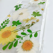 Green Leaf White Dried Flowers | Clear, Bumper, Border Phone Case | Apple Samsung Google