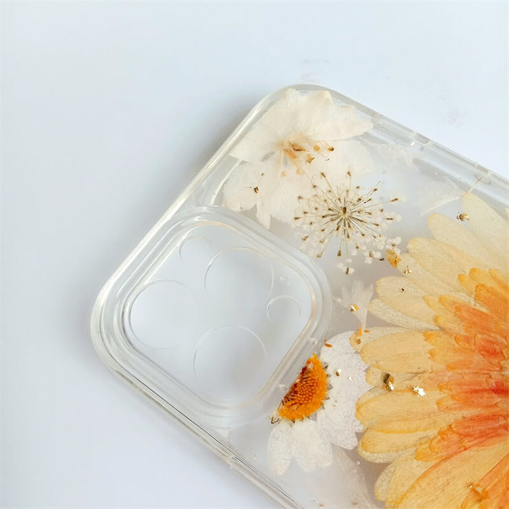 Sun Flower & White Daisies | Clear, Bumper, Border Phone Case | Apple Samsung Google