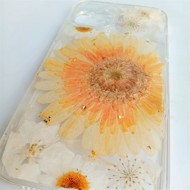 Sun Flower & White Daisies | Clear, Bumper, Border Phone Case | Apple Samsung Google