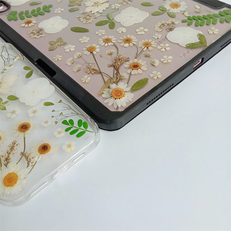 Matching Case | White Flowers Green Leaves Tablet Case