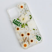 White Flowers Green Leaves | Clear, Bumper, Border Phone Case | Apple Samsung Google