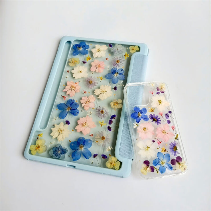 Matching Case | Blue Pink White 3 Color Flowers Tablet Case