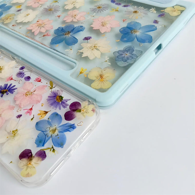 Matching Case | Blue Pink White 3 Color Flowers Tablet Case