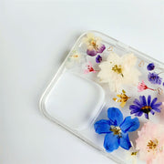 Blue Pink White 3 Color Flowers | Clear, Bumper, Border Phone Case | Apple Samsung Google