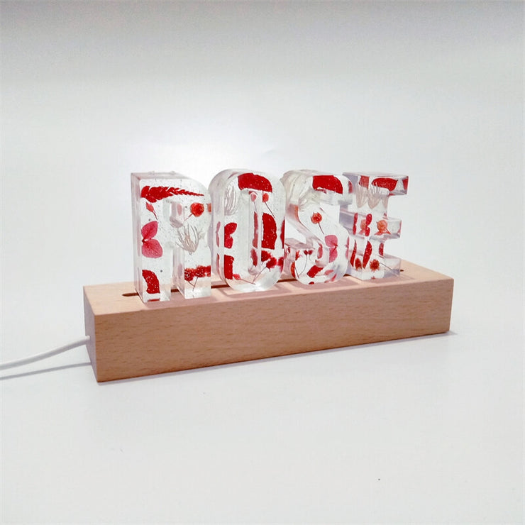 Clear Red Leaves | Eternal Flower Night Light | Wooden Base