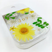 Green Leaf White Dried Flowers | Free Custom Name Real Pressed Flower | Refillable Spray Bottle + Protective + Hook