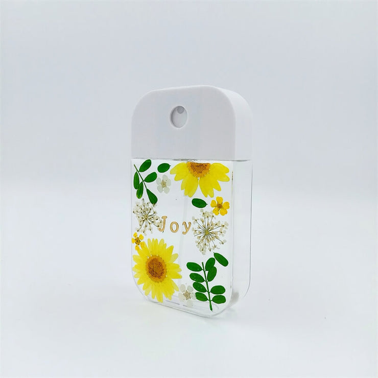 Green Leaf White Dried Flowers | Free Custom Name Real Pressed Flower | Refillable Spray Bottle + Protective + Hook