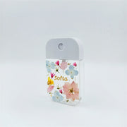 Light Blue Pink White Dried Flowers | Free Custom Name Real Pressed Flower | Refillable Spray Bottle + Protective + Hook