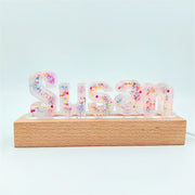 Colorful Dolls Resin Name Night Light - Rechargeable Wooden Base