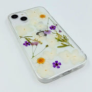 Purple Flowers White Daisies | Clear, Bumper, Border Phone Case | Apple Samsung Google