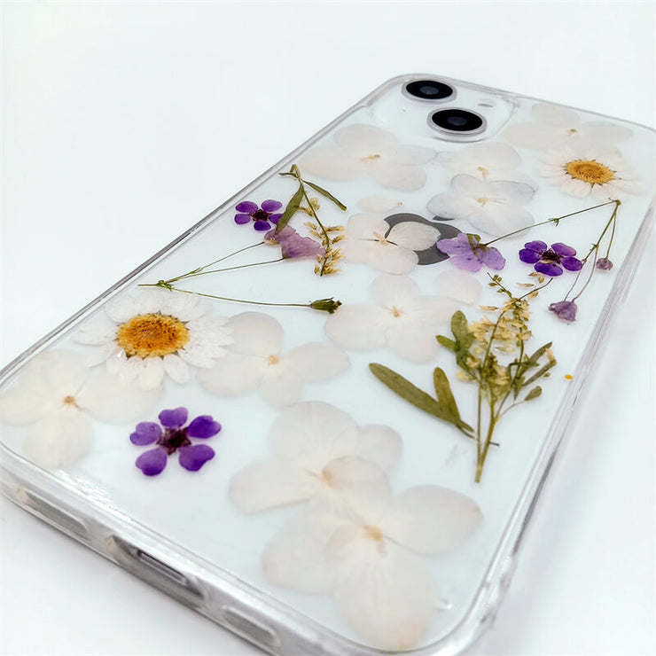 Purple Flowers White Daisies | Clear, Bumper, Border Phone Case | Apple Samsung Google