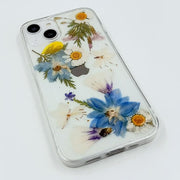 Blue Yellow Flowers White Daisies | Clear, Bumper, Border Phone Case | Apple Samsung Google