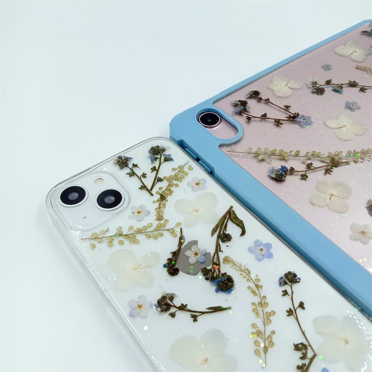 Matching Case | Blue White Flowers Are Spread On The Case