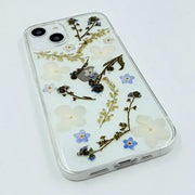 Blue White Flowers | Clear, Bumper, Border Phone Case | Apple Samsung Google