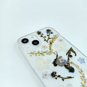 Blue White Flowers | Clear, Bumper, Border Phone Case | Apple Samsung Google