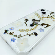 Blue White Flowers | Clear, Bumper, Border Phone Case | Apple Samsung Google