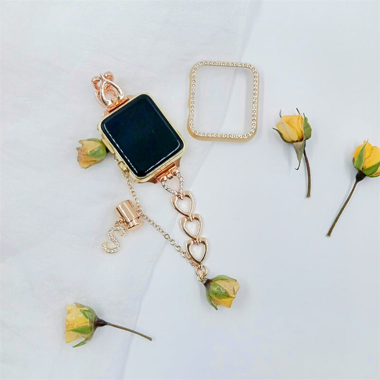 Apple Watch Band | Real Pressed Flower Handmade | Custom Initial Charm | Chic iWatch Band Jewelry