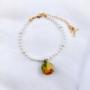 Natural Shell Beads | Yellow Resin Dried Rose | Bracelets | 14K Gold Clad