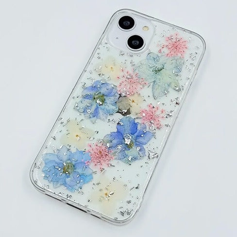 Silver Foil Pink Blue White | Clear, Bumper, Border Phone Case | Apple Samsung Google