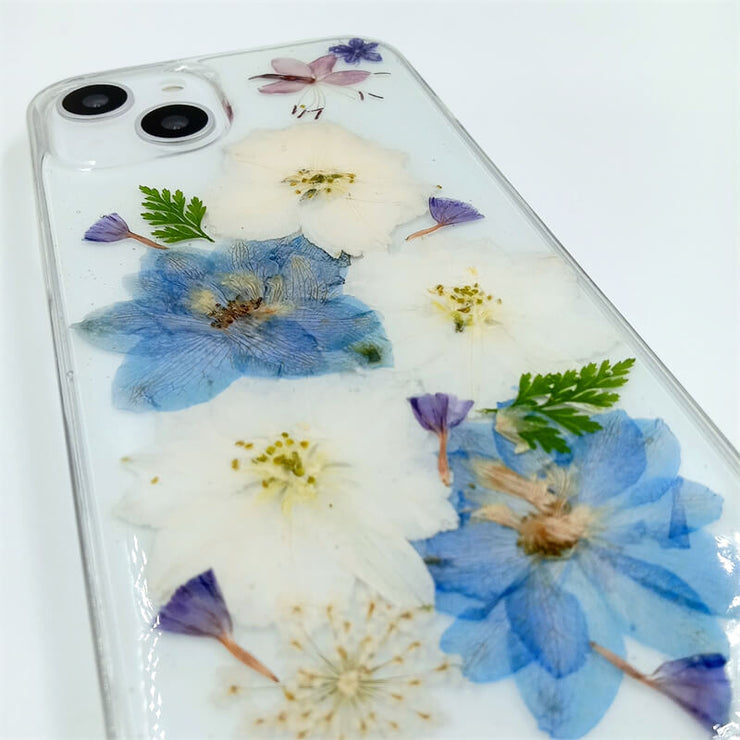 Blue & White Delphinium | Clear, Bumper, Border Phone Case | Apple Samsung Google