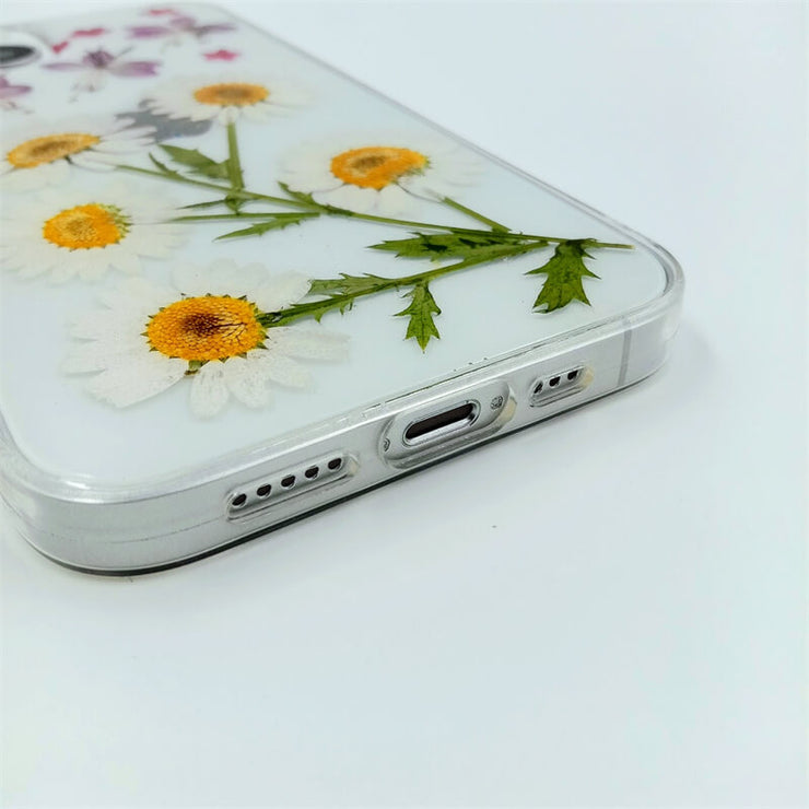 Purple Flower White Daisies | Clear, Bumper, Border Phone Case | Apple Samsung Google