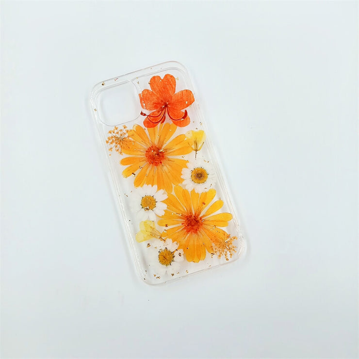 Yellow Orange Flowers White Daisies | Clear, Bumper, Border Phone Case | Apple Samsung Google