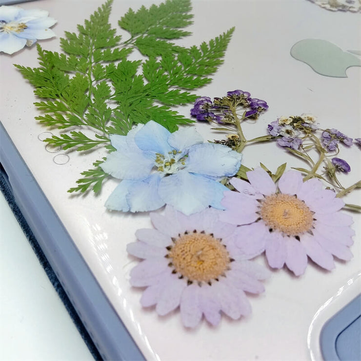 Blue Delphinium Pink Daisies Tablet Case | Custom Text / Photo | iPad Pro | Air 4 5 | Mini 6 | S6/7/8