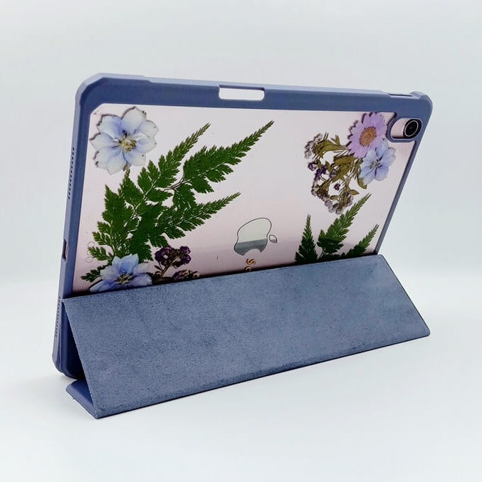 Blue Delphinium Pink Daisies Tablet Case | Custom Text / Photo | iPad Pro | Air 4 5 | Mini 6 | S6/7/8