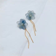 Resin Blue Delphinium | Fringe Pendant | Earrings | 14K Gold Clad