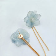 Resin Blue Delphinium | Fringe Pendant | Earrings | 14K Gold Clad