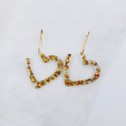 Resin Heart-Shaped | Gold Foil | Earrings | 14K Gold Clad