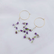 Resin Star-Shaped | Purple Flower | Earrings | 14K Gold Clad