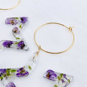 Resin Star-Shaped | Purple Flower | Earrings | 14K Gold Clad