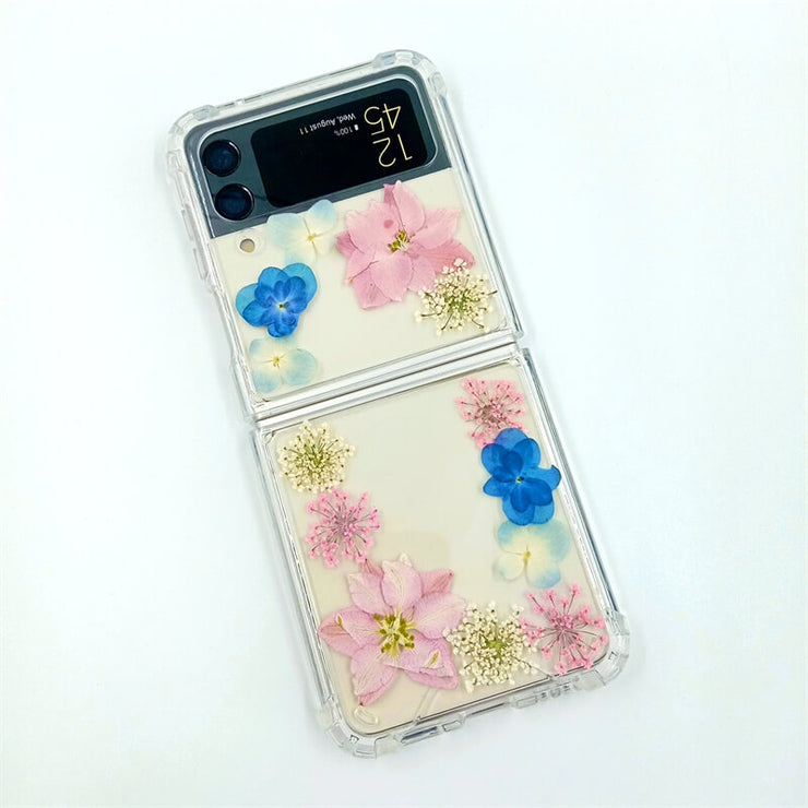 Pink Delphinium Blue Flowers | Bumper Case | Z Flip 3, Z Flip 4, Z Fold 3, Z Fold 4